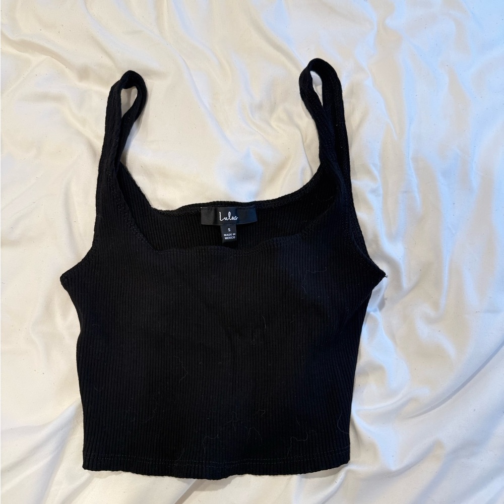 lulus Black Ribbed Tank Top